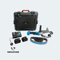 SurfSaviour 18V Cordless Brushless Polishing Pipe Belt Sander Starter Kit. Incl 40 x 780mm Grit 80 Abrasive Grinding Belt. 2 x 18V 6.0Ah battery & charger. Packed in IP67 Rated Case.
