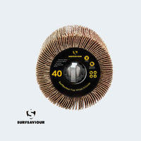 SurfSaviour Flap Wheel A/Oxide 100mm x 100mm x 19mm. Grit 40. Pack of 2 wheels.