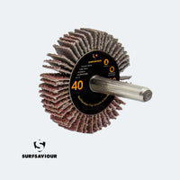 SurfSaviour Flap Wheels A/Oxide with Shaft. 40x10x6mm. P40 Grit. 10 Pack.