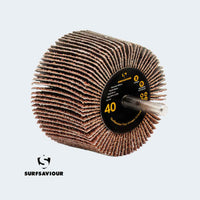 SurfSaviour Flap Wheels A/Oxide with Shaft. 60x40x6mm. Grit 40. 10 Pack.