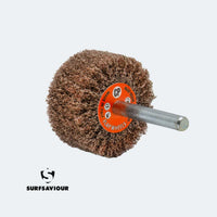 ⁠SurfSaviour Fleece Flap Wheel. With 6mm Steel Shaft. 40x20x6mm. 3M CP Fine. Pack of 10