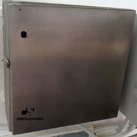 surfsaviour chemical-free stainless steel cleaning has cleaned a steel door panel