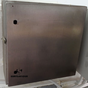 surfsaviour chemical-free stainless steel cleaning has cleaned a steel door panel
