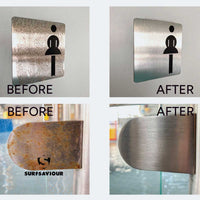 surfsaviour chemical-free stainless steel cleaning before and after pictures of various panels