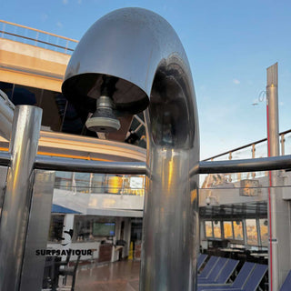 surfsaviour chemical-free stainless steel cleaning picture of a cleaned outdoor pool shower head